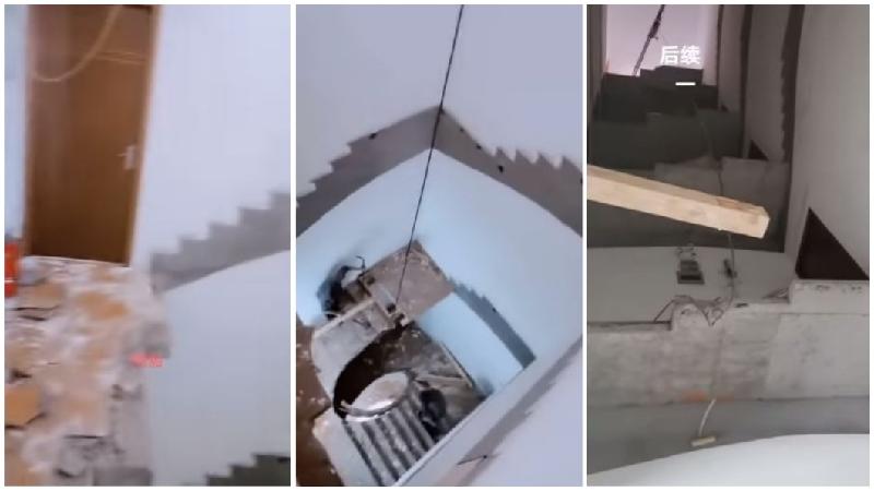 男子出门欲上班·惊见楼梯凭空消失