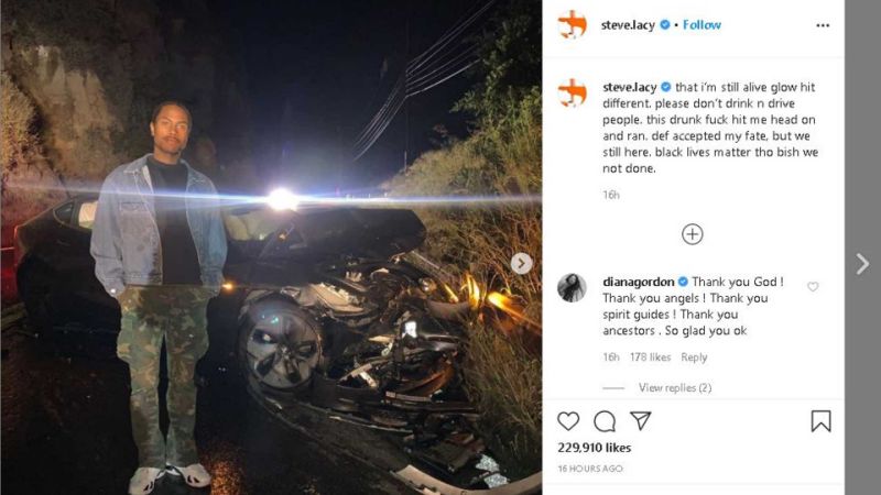 Tesla Model 3 saves music artist Steve Lacy in head-on drunk driver crash