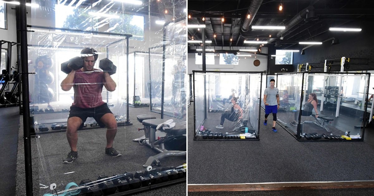 California gym sets up individual pods for socially distanced workouts