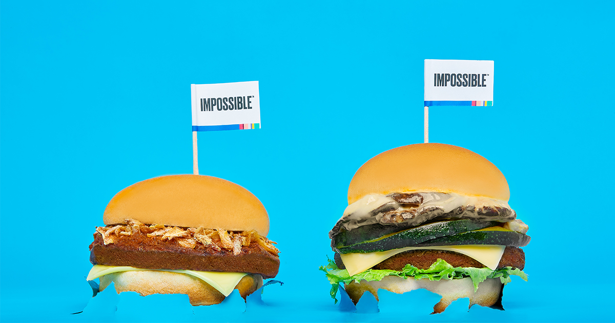 Classic Impossible Burger and the Pumpkin Mushroom Impossible Burger