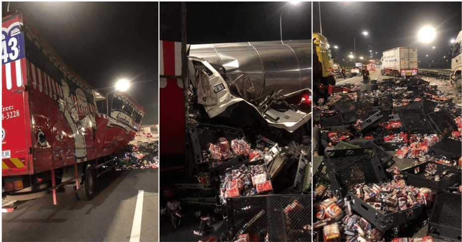 Gardenia Delivery Lorry Crashes, Bread Scattered Across KLIA Highway