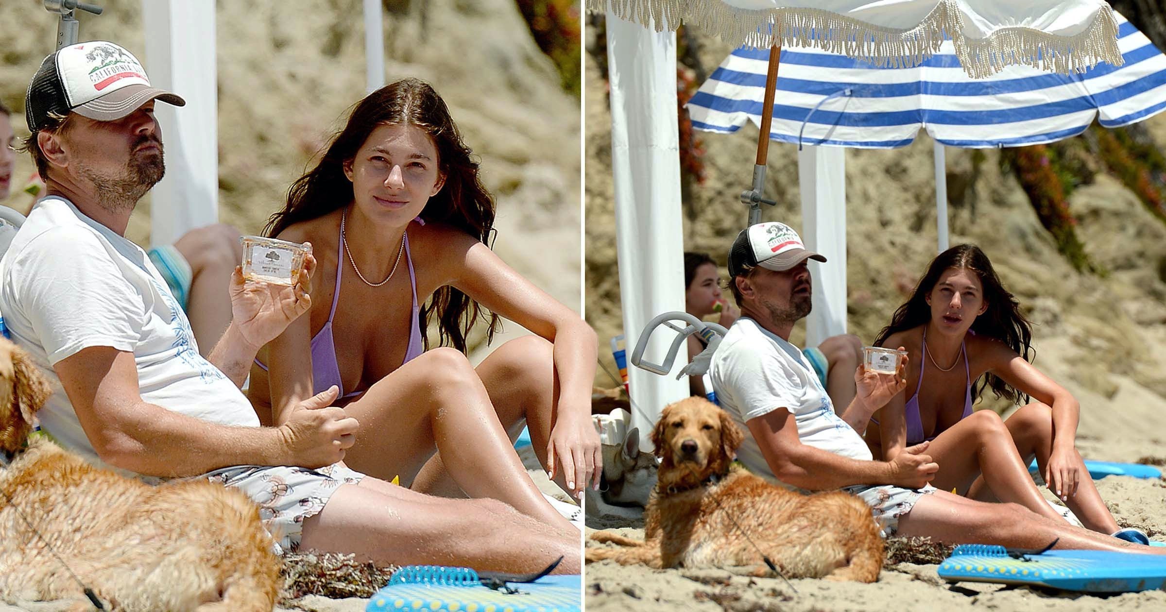 Leonardo DiCaprio and girlfriend Camila Morrone soak up the sun on the beach in Malibu