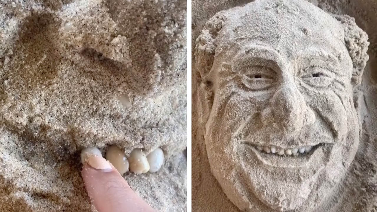 Artist Sculpts Danny Devito's Face From Sand