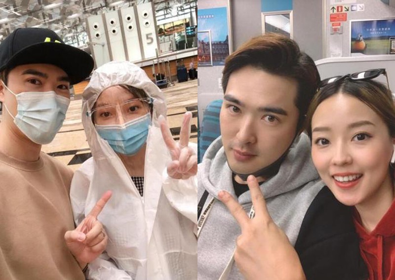 Lee Teng's wife returns to Taiwan to give birth, wore a protective suit for her flight