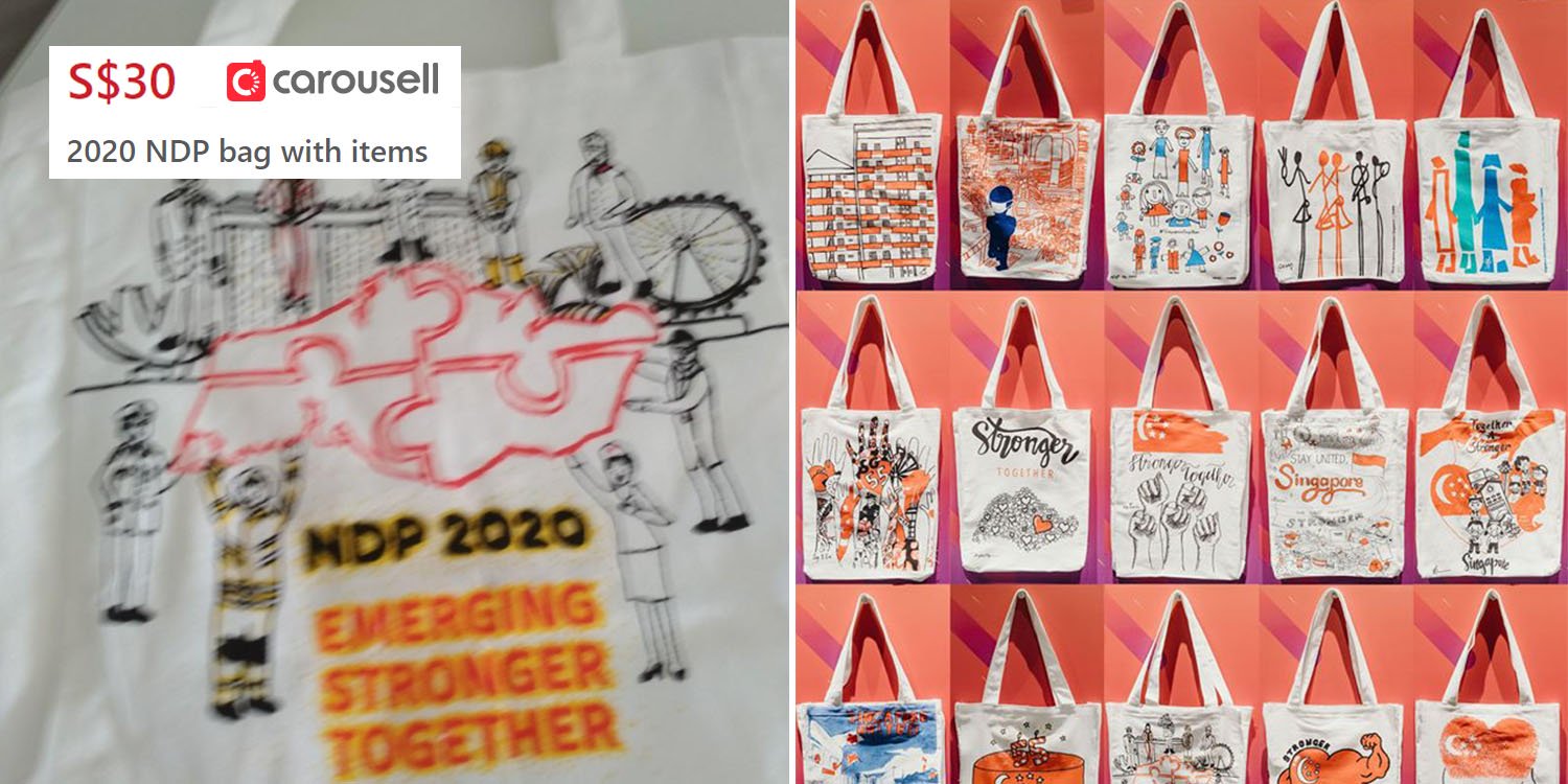 NDP funpacks spotted on carousell, sold for $30 per bag of items