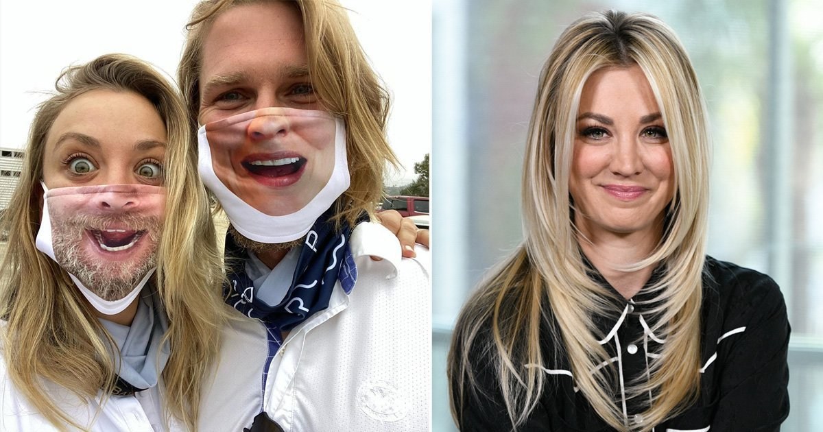 The Big Bang Theory’s Kaley Cuoco and husband Karl Cook morph into each other with epic face masks