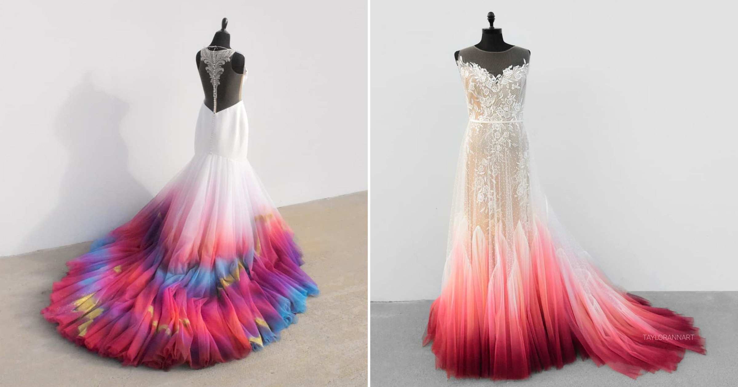 Artist makes the most colourful bridal outfits after her own ‘fire’ wedding dress went viral