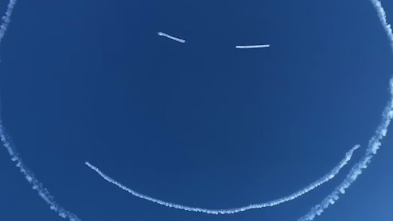 Massive smiley face appears in the sky drawn by a plane