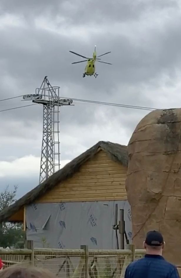 Air ambulance at Flamingo Land after serious 'industrial accident' leaves man with leg injuries