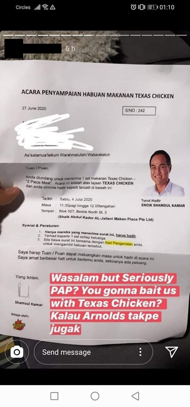 Kaki Bukit CC Responds to Image of Bird’s Nest With PAP Candidate Face; It’s Not Bought with Public Funds