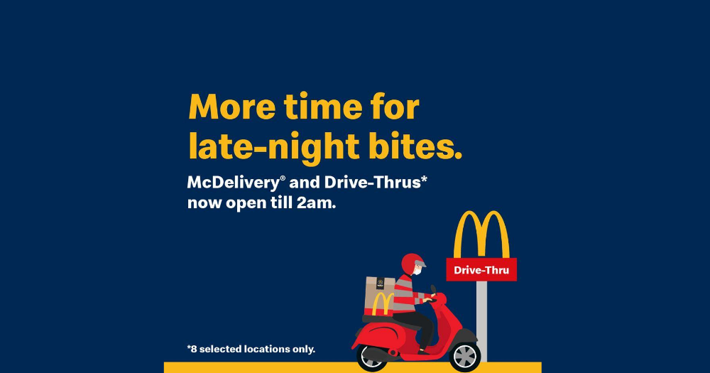 McDonald's S'pore extending delivery & drive-thru until 2am at selected outlets
