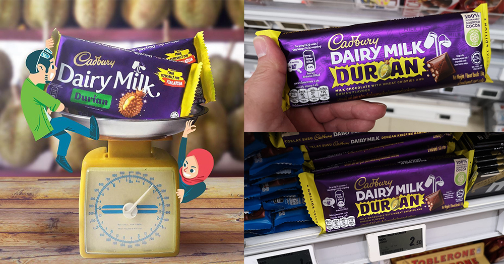 Cadbury durian-flavoured chocolate now at NTUC Fairprice for S$2.50