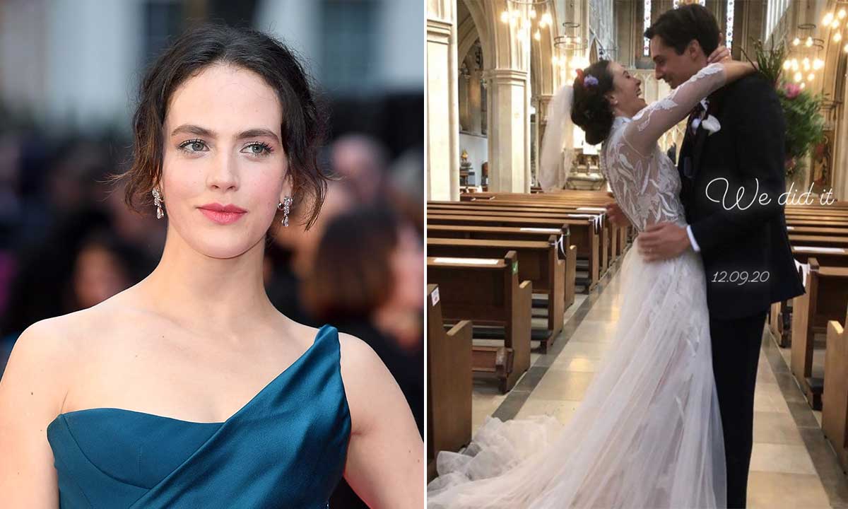 Downton Abbey star Jessica Brown Findlay unveils decadent wedding cake