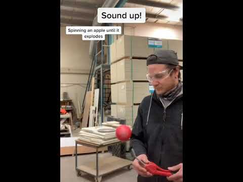 Guy Spins Apple Using Air Compressor Until It Explodes