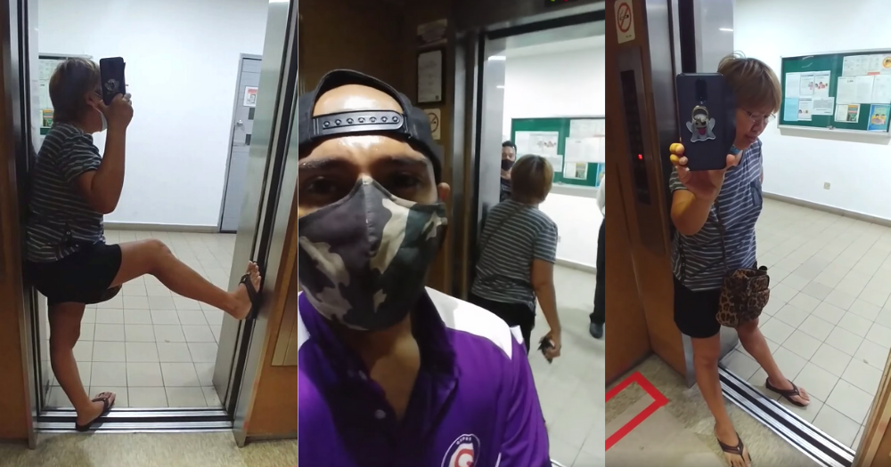 Angry woman blocks lift door to stop deliveryman from entering Balestier condo