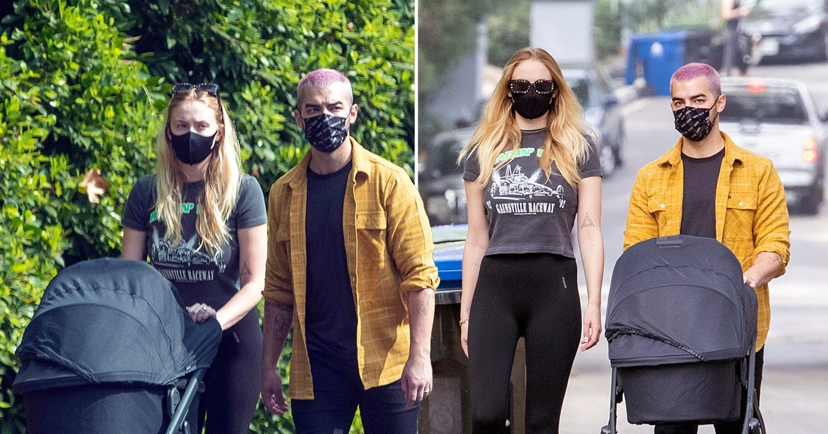 Sophie Turner and Joe Jonas seen with baby daughter for first time as they enjoy relaxing stroll