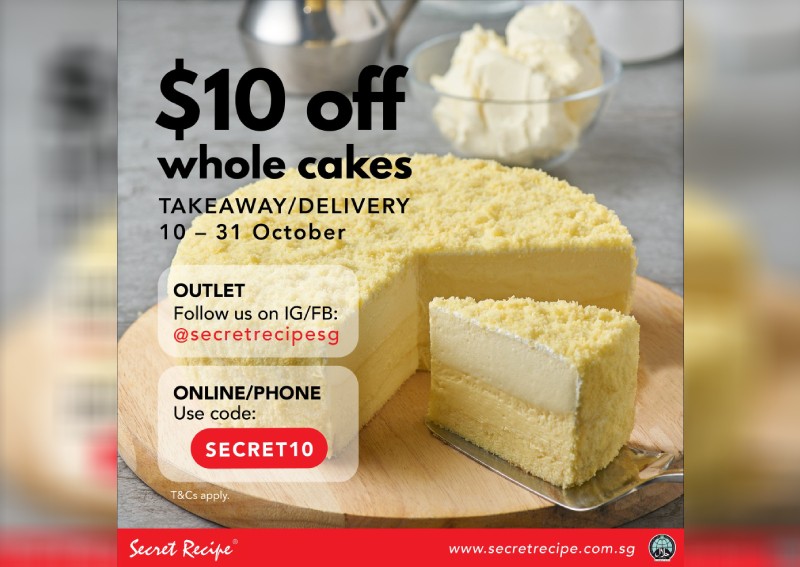 $10 off whole cakes at Secret Recipe