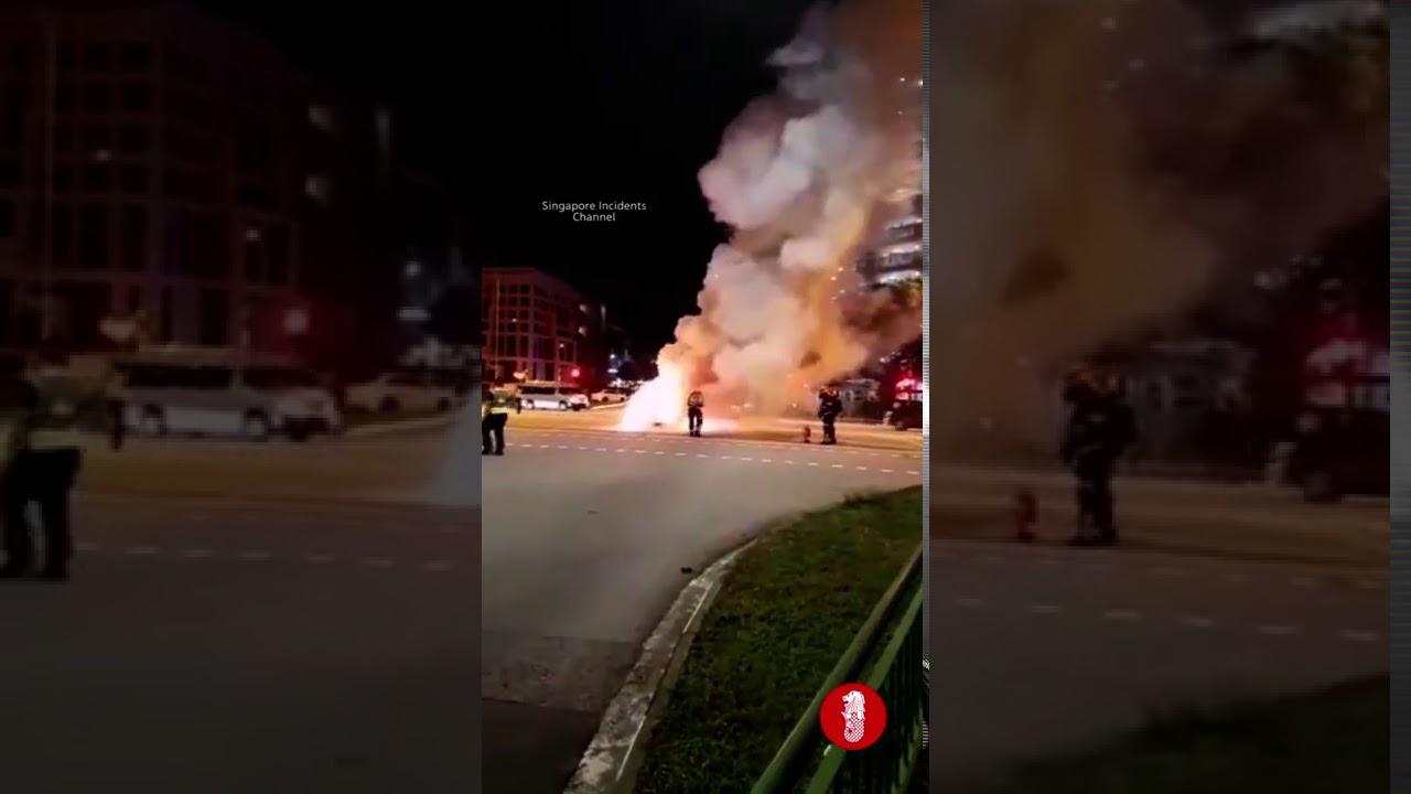 A car burn in flames at Tampines Avenue 2