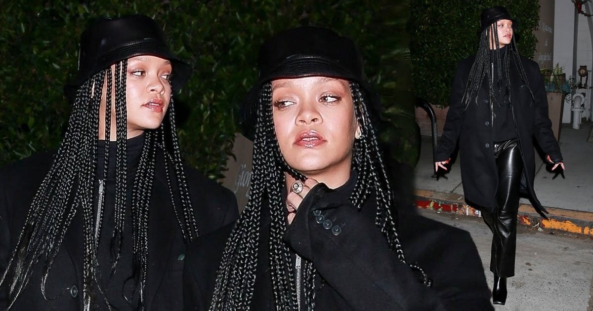 Rihanna stuns in latex trousers as she makes swift exit from restaurant in Los Angeles