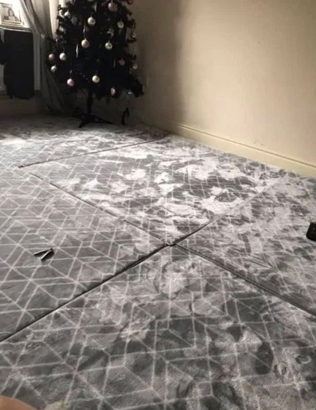 Savvy mum who couldn't afford new £800 carpet makes floor out of £20 B&M rugs