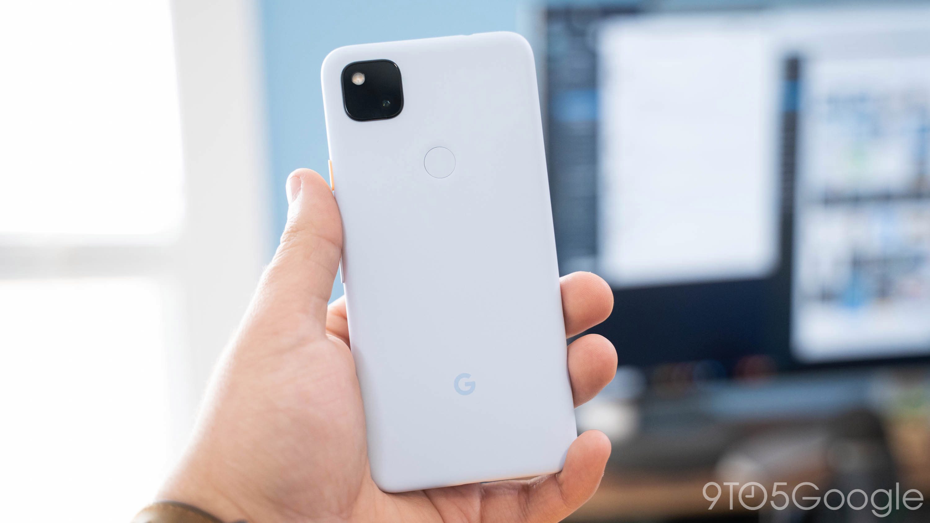 Pixel 4a’s Barely Blue color has a soft satin finish that feels even better than its price