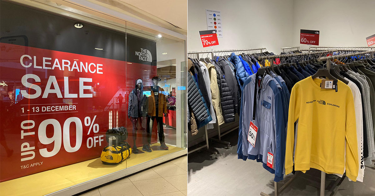 The North Face clearance sale at Novena: 90% off windbreakers, sandals, shoes & stuff till Dec. 13, 2020
