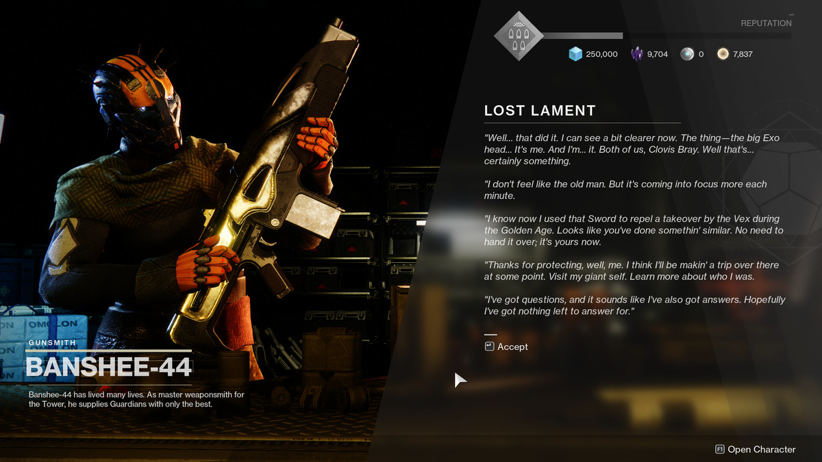 Destiny 2’s new chainsaw sword reveals the secret identity of a familiar face