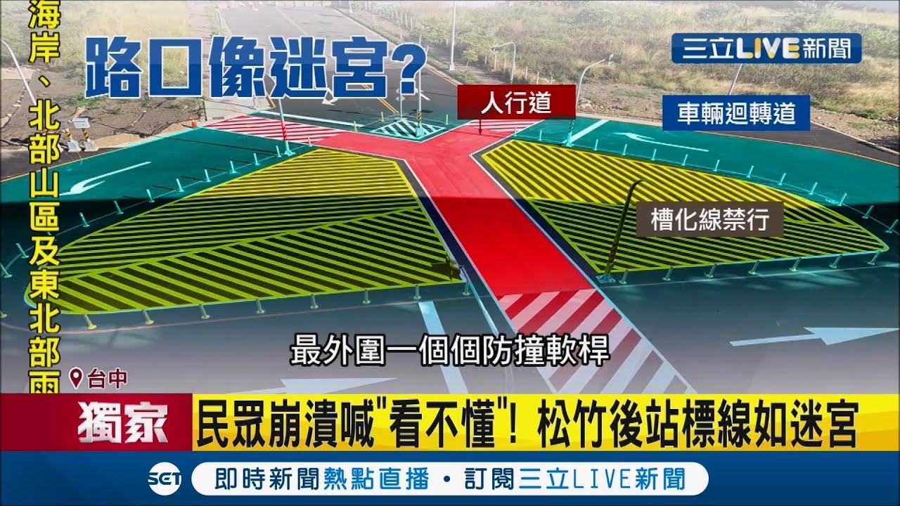 到底要走哪里啦! 台中松竹站超怪标缐像迷宫 民众崩溃喊"看不懂" 台中新工处:会再调整｜记者 陈逸洁 王子瑜｜【玩乐freestyle】20201208｜三立新闻台