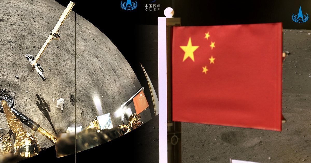 China becomes second nation to plant flag on moon during mission to gather rocks