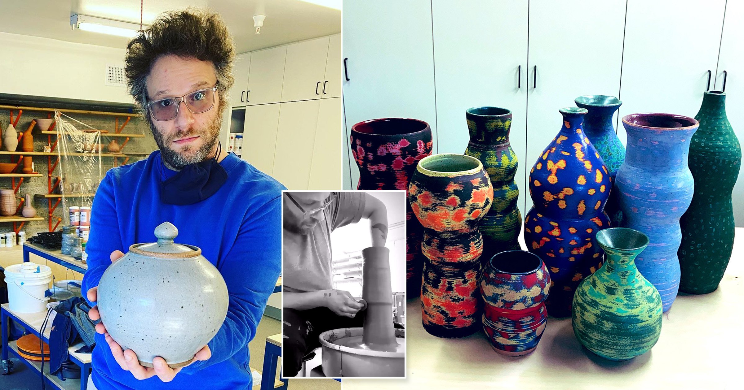 Seth Rogen proves he’s quite the pro at vase-making as he proudly shows off new pottery collection
