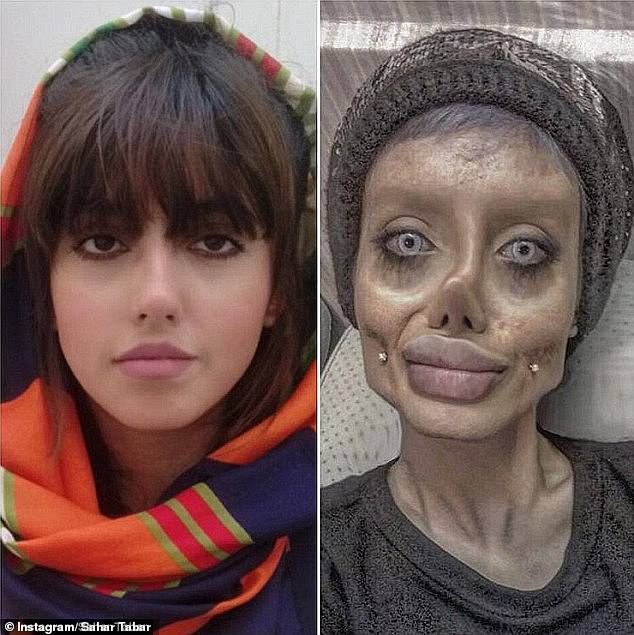 Iranian 'Zombie Angelina Jolie' Instagram star 'is FREED on bail' just days after being sentenced to 10 years in jail for 'obscenity'