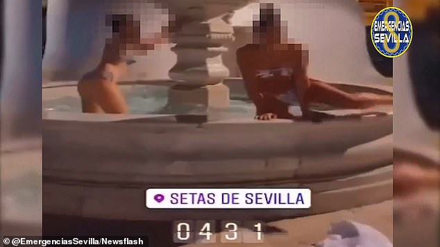 Bikini-clad women are fined for breaking Covid rules by twerking in a Spanish fountain at 4.30am
