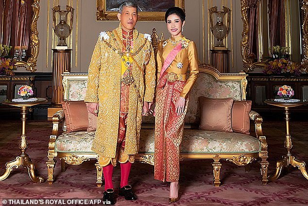 Are these the Thai king consort’s ‘sexual selfies’? Anti-monarchist reveals photos of subject flashing her armpit hair taken from ‘1,400 images leaked to him by royal entourage rivals’
