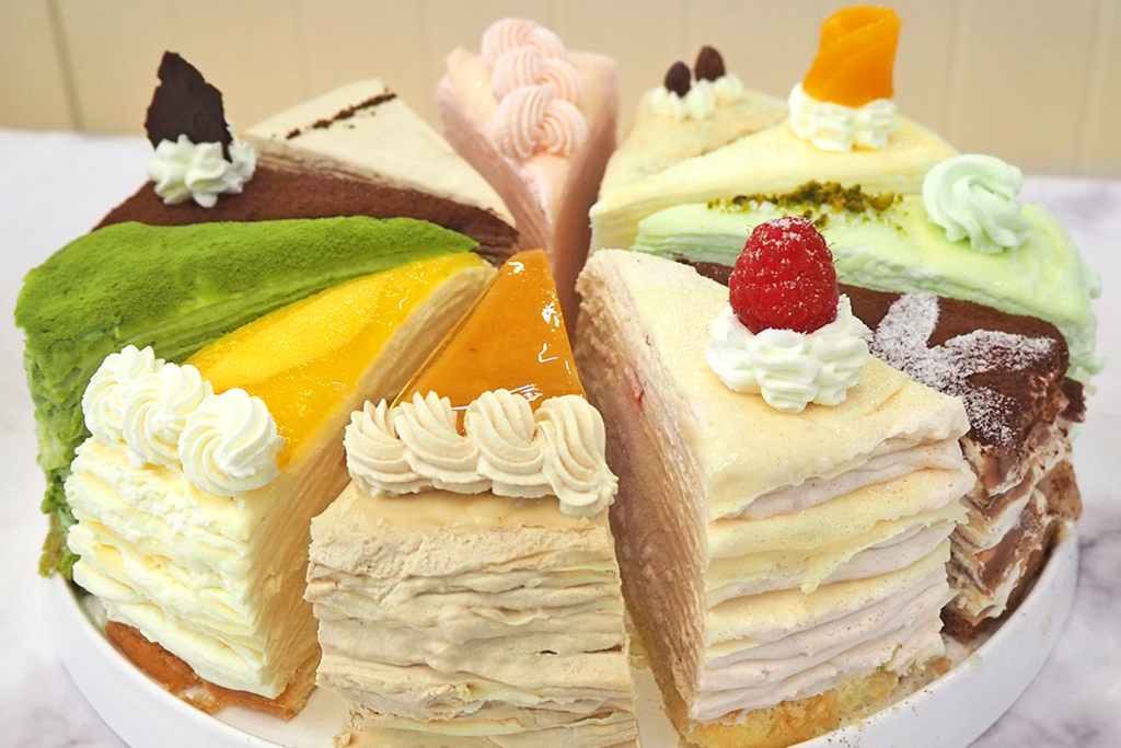 北角匯新开手作千层蛋糕外卖店Shaz Confections　开心果味千层蛋糕／伯爵茶朱古力挞／彩虹蛋糕