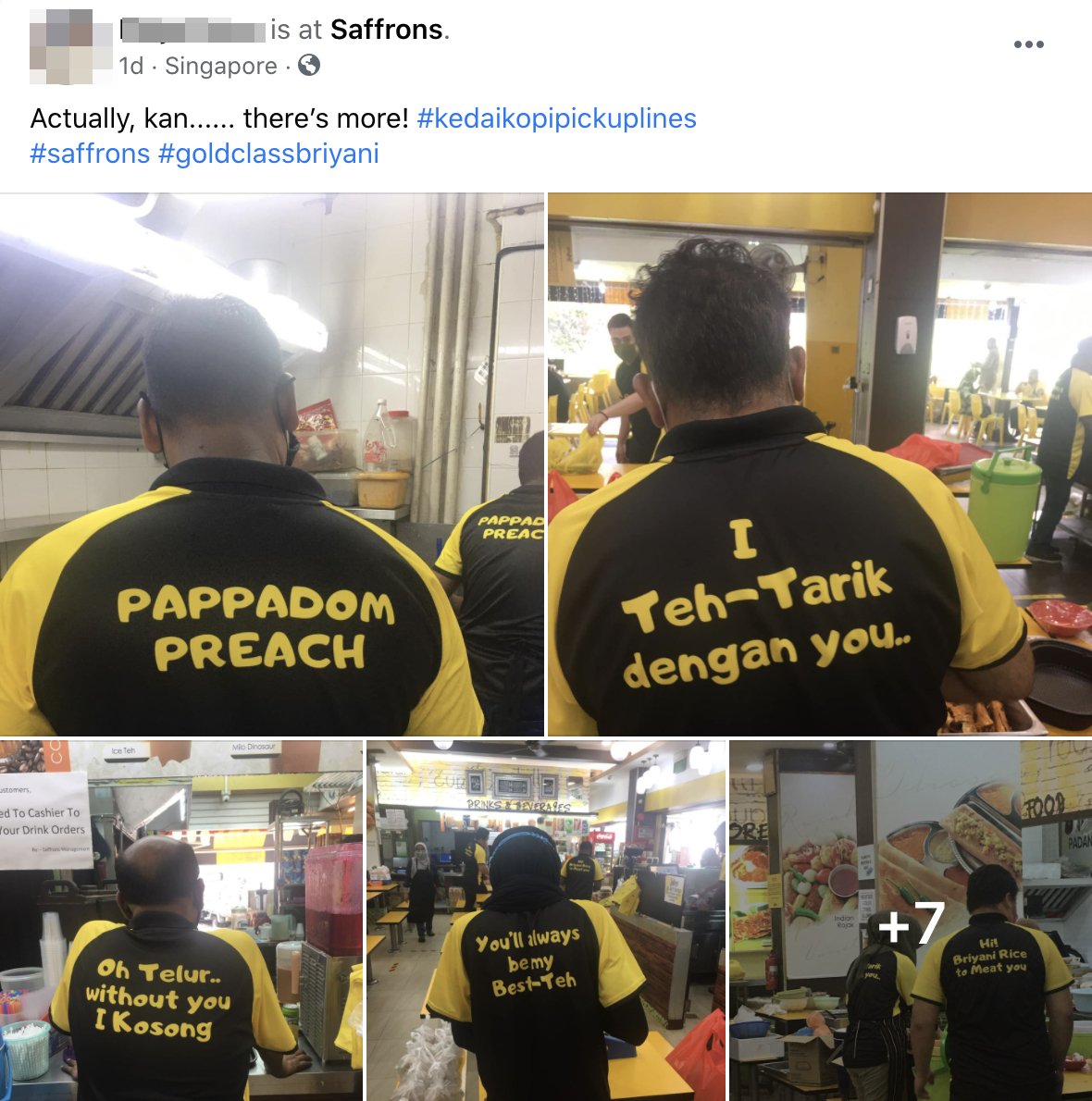 Saffrons restaurant staff wear t-shirts with hilarious pick-up lines so cheesy they’ll have you goreng crazy