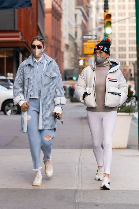 New Mom Gigi Hadid's All Baby Blue Outfit Is Very Good Street Style