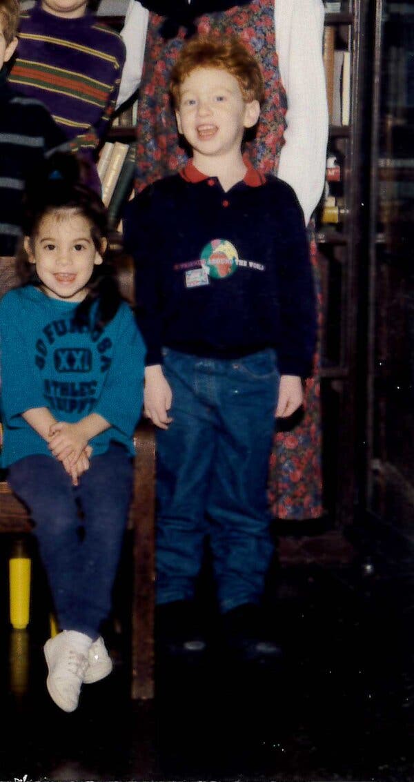 Bride and Groom, Side by Side in a Preschool Photo