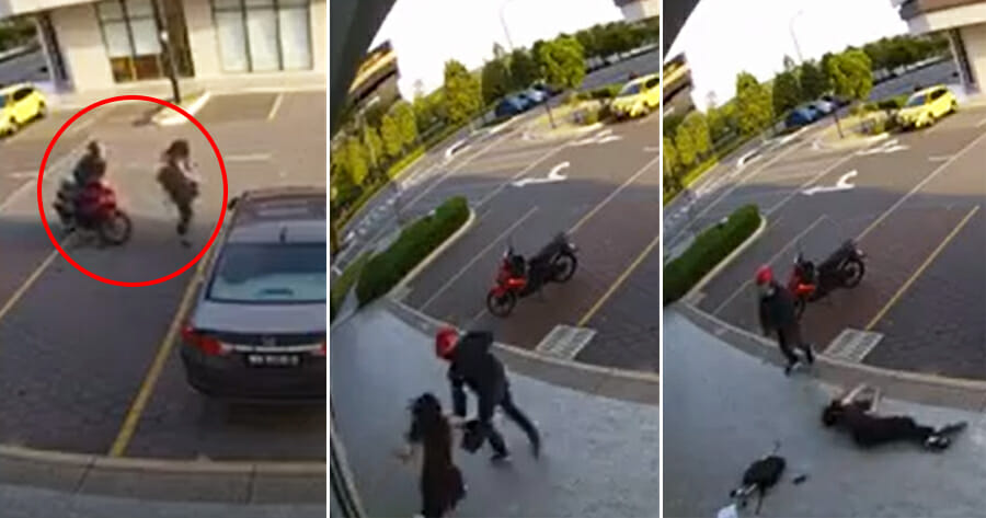 Video: Motorcyclist Chases & Robs Woman Who Was Alone In Selangor Car Park