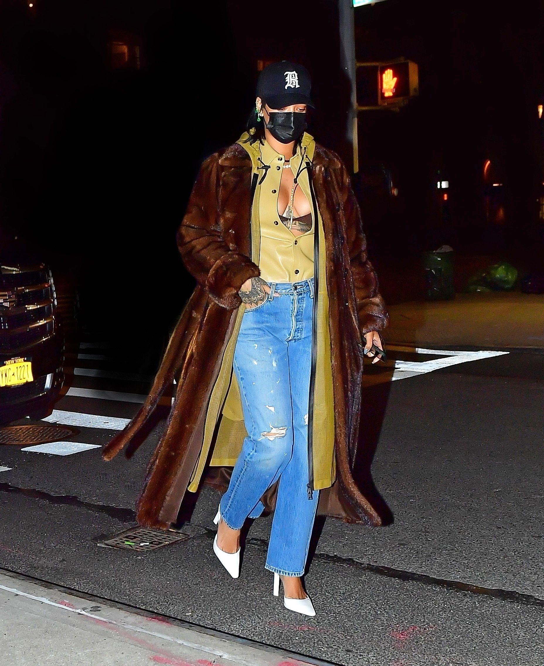 Rihanna Wore a Half-Buttoned Top and Two Coats to a Dinner Date With A$AP Rocky and Friends