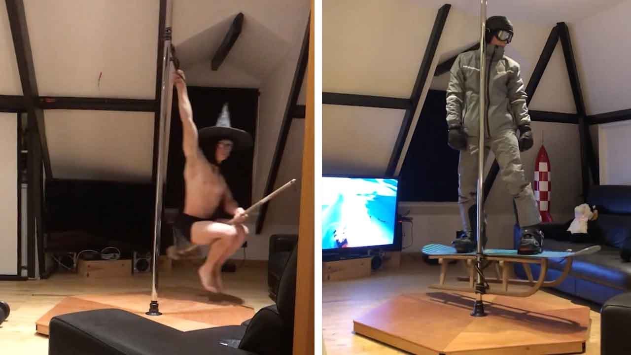 Man Pole Dances In Different Comedy Costumes