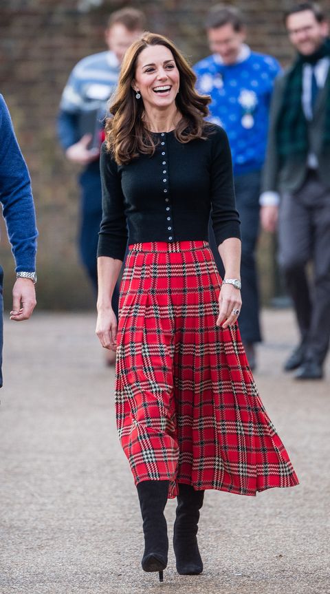 Kate Middleton Pairs Pearls with a Festive Tartan Set to Thank Frontline Workers