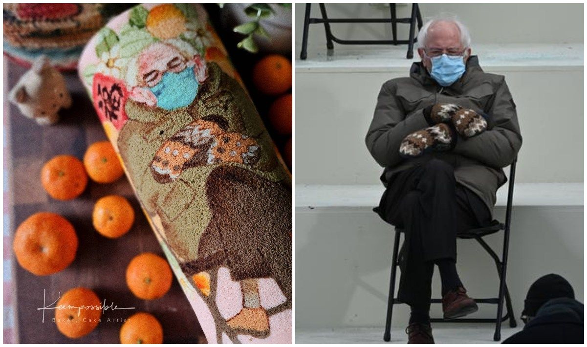 Malaysian woman bakes Bernie Sanders meme into Chinese New Year cake roll