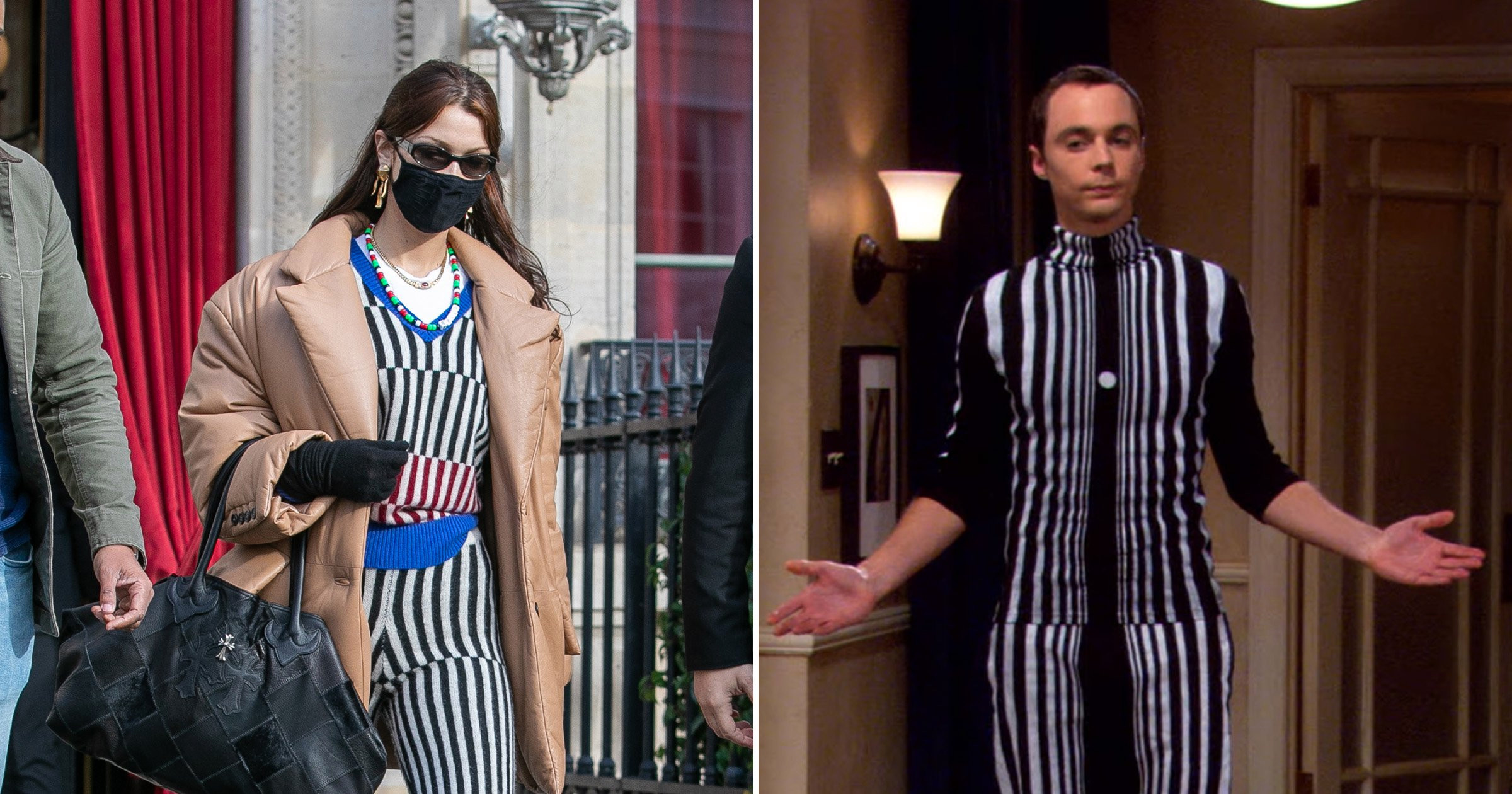 Bella Hadid channels Sheldon Cooper’s ‘Doppler effect’ look in Paris and it’s the Big Bang Theory crossover we all need