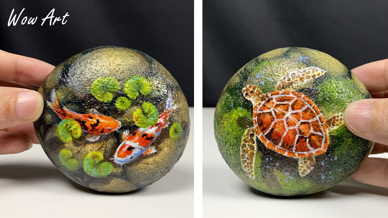 Daily challenge #205 / Koi Fish vs Turtle Painted Rocks