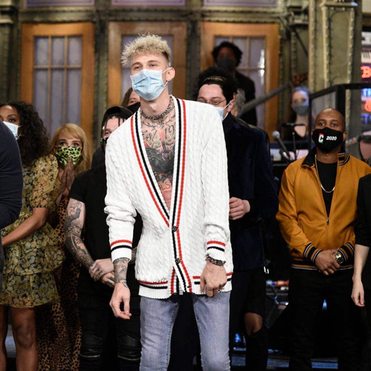 We Can't Stop Thinking About Pete Davidson and Machine Gun Kelly Falling Off the SNL Stage