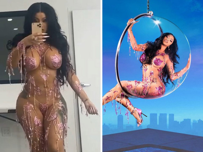 Cardi B reveals racy outfit made from stickers as she teases new single Up