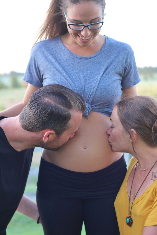 Married couple give birth to first child after forming 'throuple' with new girlfriend