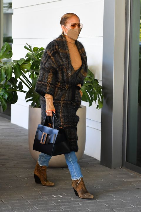 J.Lo Steps Out with A-Rod in a Roomy Tweed Coat and Light-Wash Denim