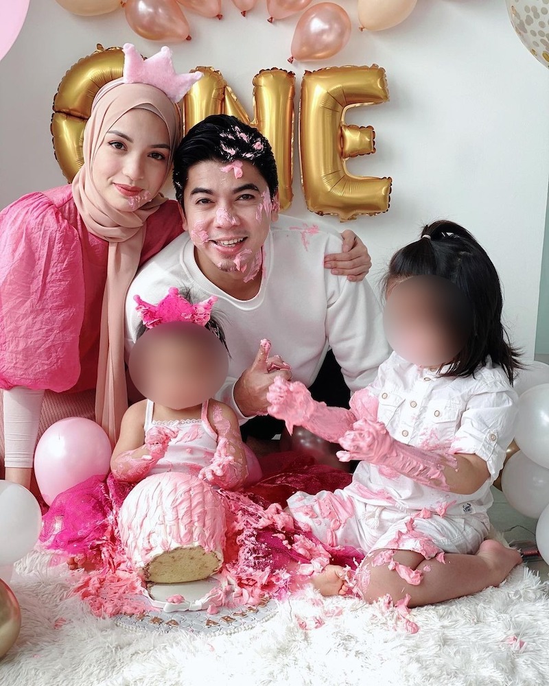 Actress Amyra Rosli, husband slammed online for wasting cake icing during daughter’s birthday party