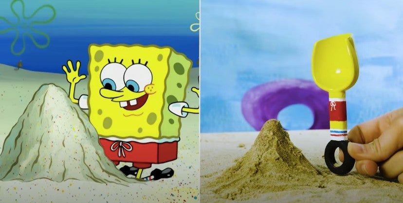 SpongeBob SquarePants Makes SpongeBob and Patrick’s Sandcastles in Live-Action